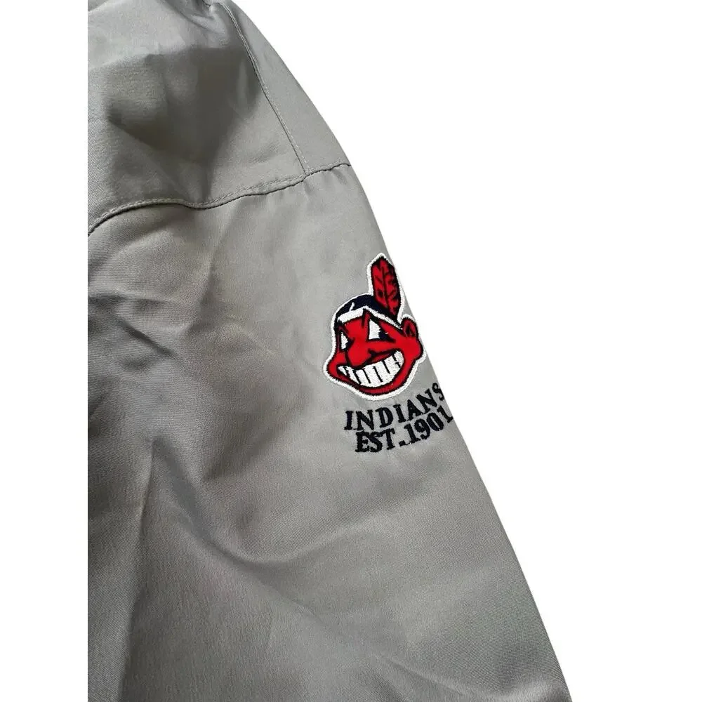 VTG Y2K Cleveland Indians Guardians Wahoo MLB Windbreaker Pullover SZ M Gray - Picture 6 of 12